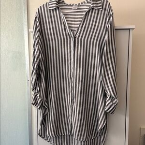 Time and Tru Vertical Striped Button Down Shirt